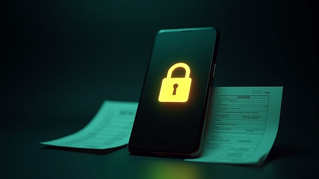 Smartphone mit Sicherheitscheck und Schloss-Symbol in dunkler Casino-Atmosphäre